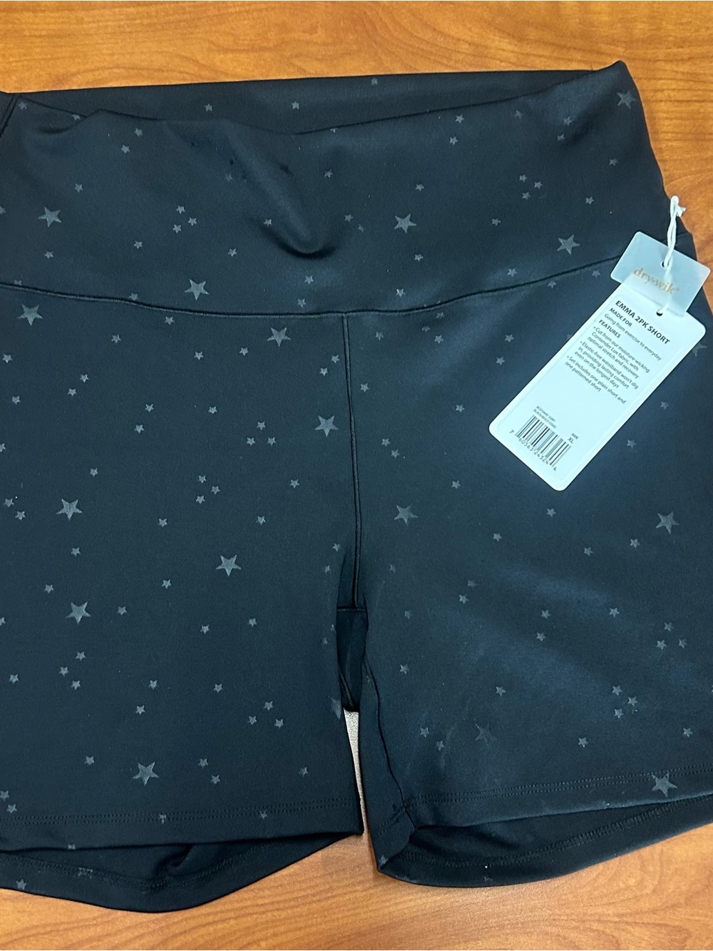 Women's Balance Collection Black Star-Print Performance biker Shorts